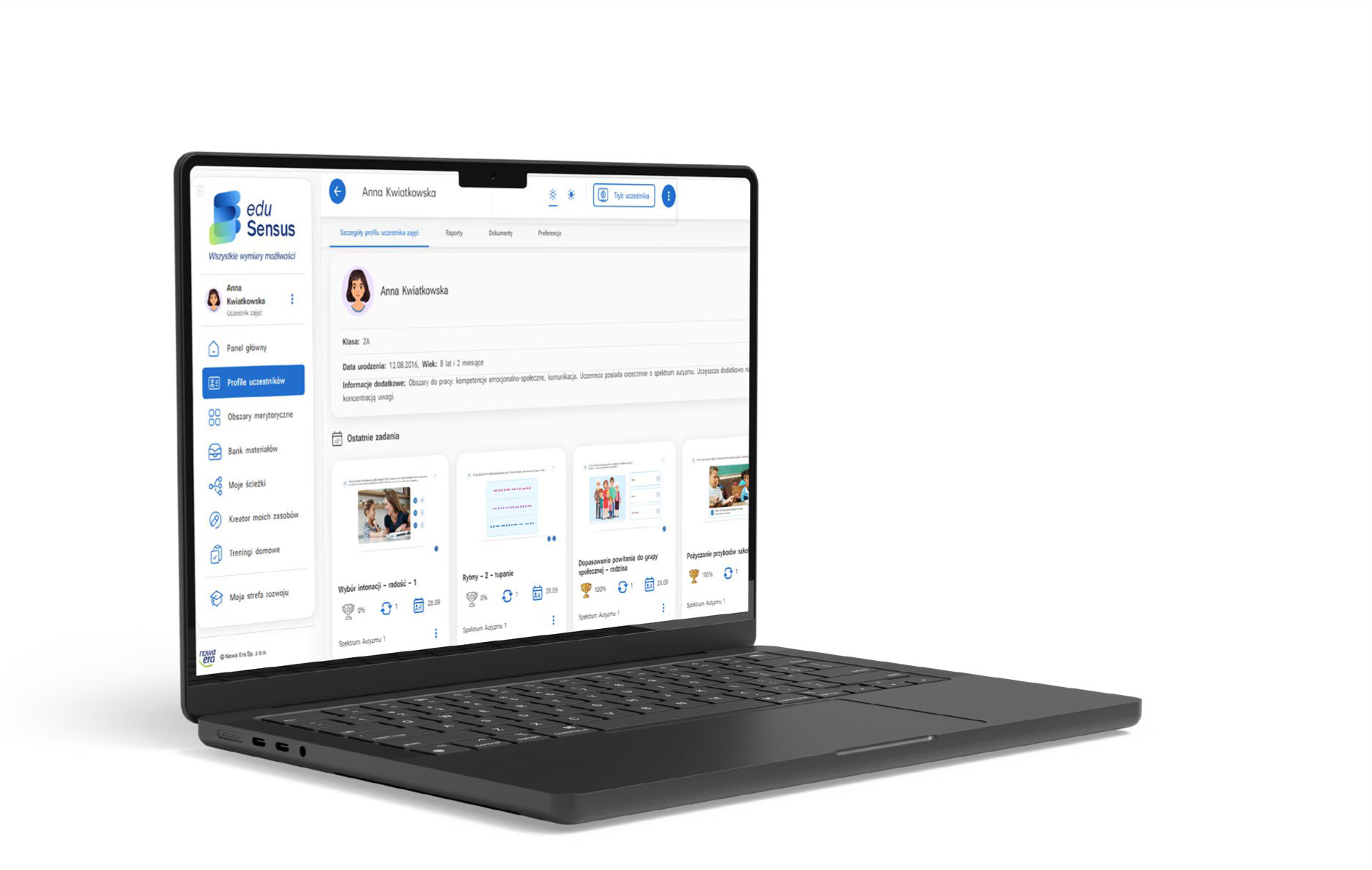 Platforma eduSensus prezentowana na ekranie laptopa
