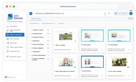 Zrzut ekranu przedstawiający ćwiczenia z eduSensus