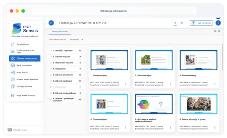 Zrzut ekranu przedstawiający ćwiczenia z eduSensus