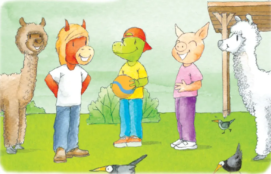 bajetan i przyjaciele na łące