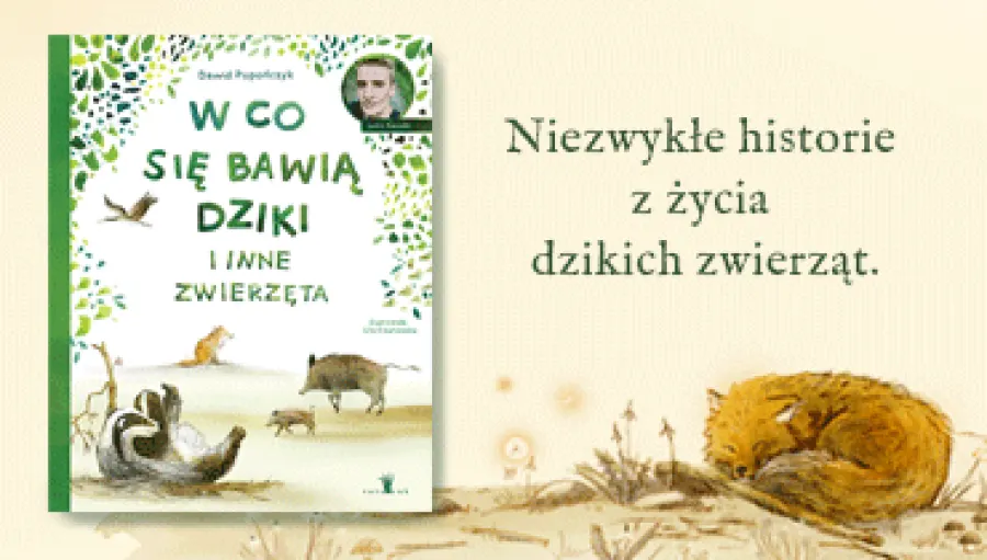 grafika z okłądką książki W co się bawią dziki