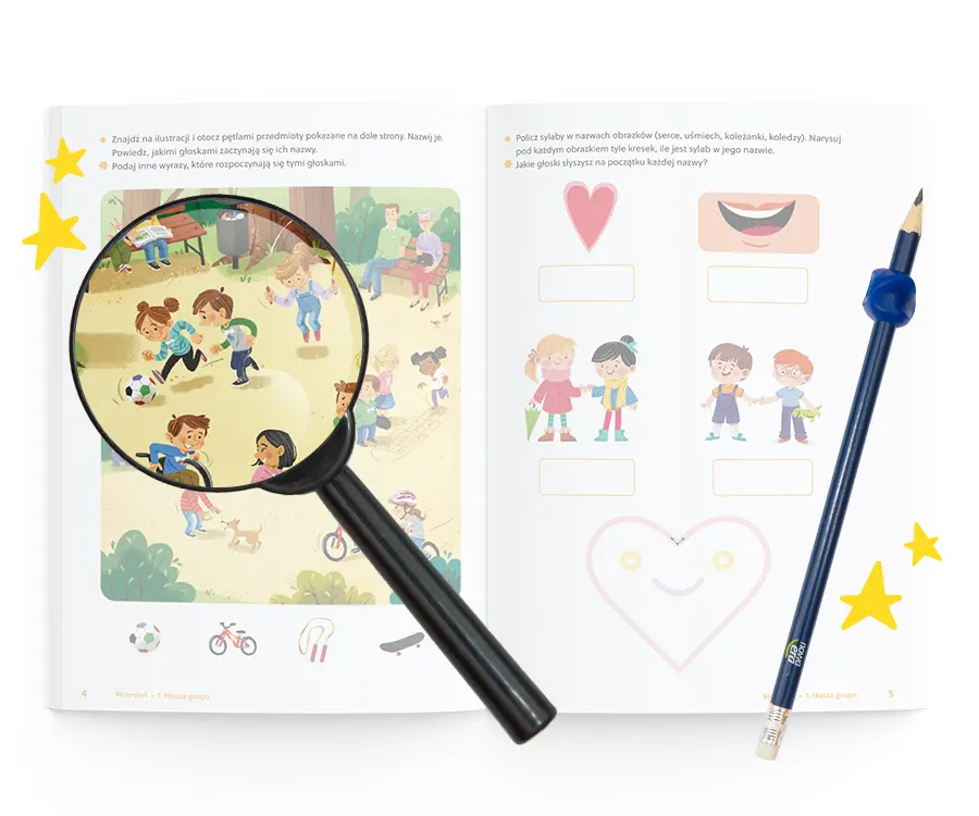 Ołówek z nakładką i lupa