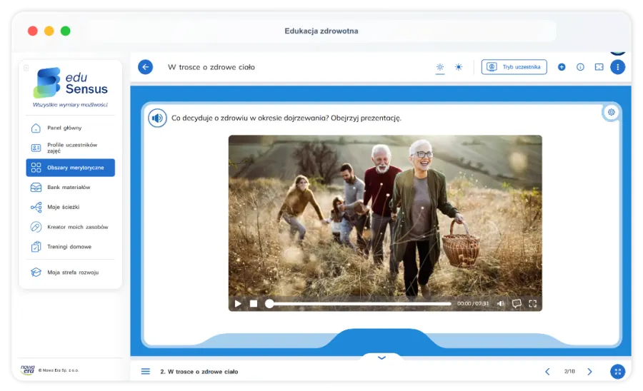 Zrzut ekranu z platformy eduSensus